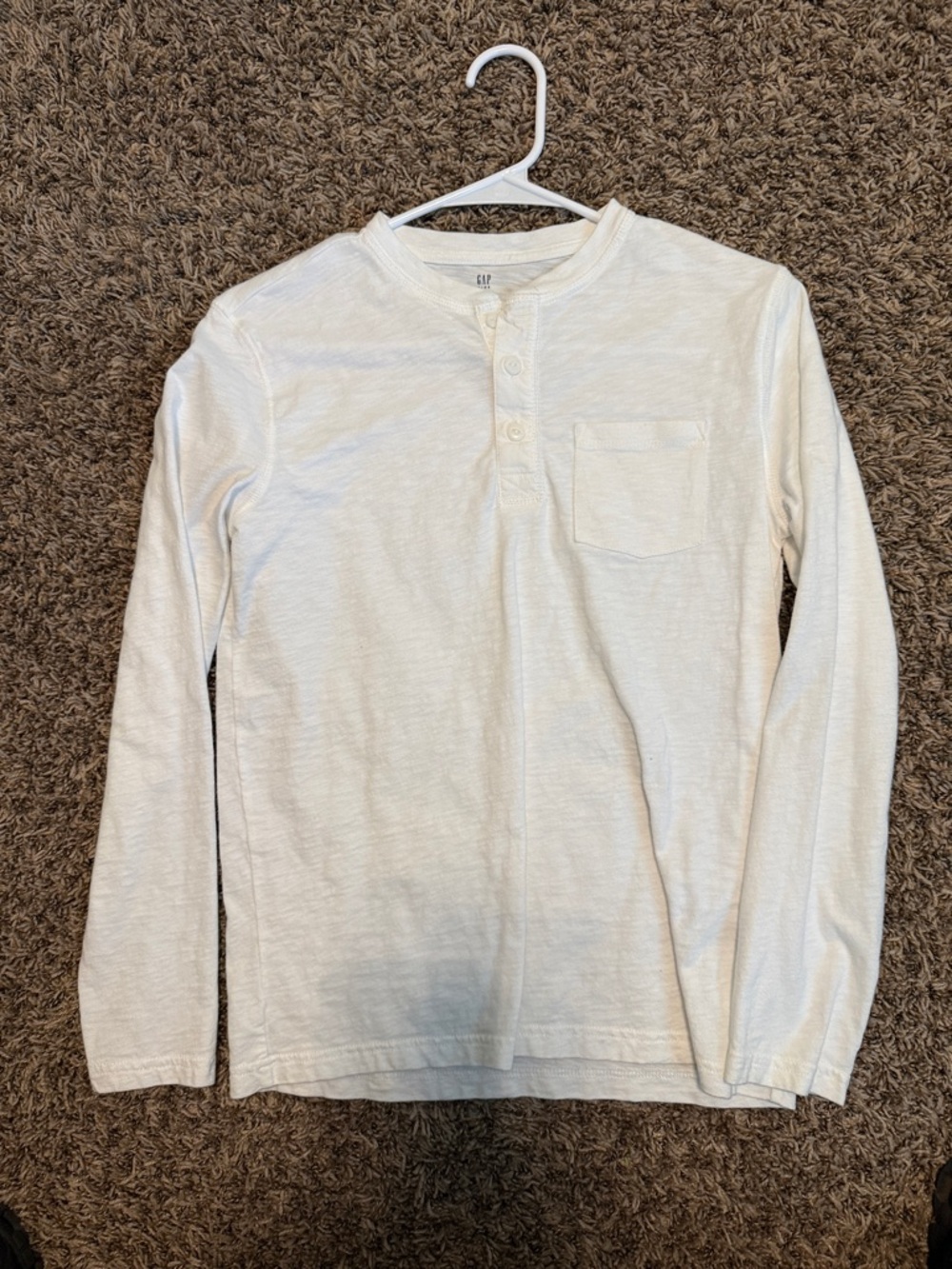 GAP Boy’s Off-White Long-Sleeve Henley with Chest Pocket
